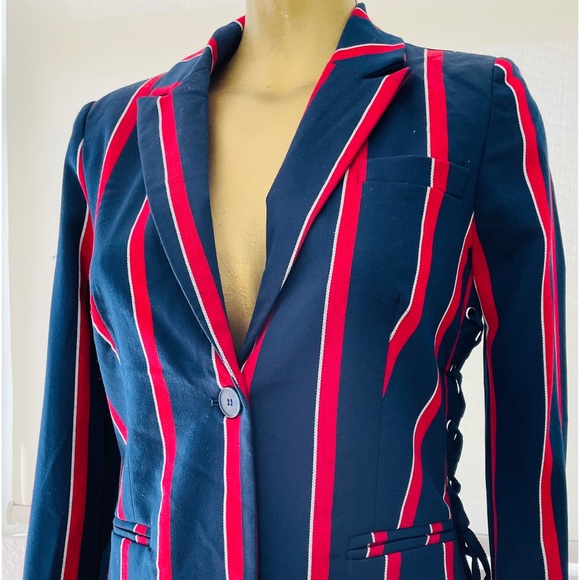 ROMEO & JULIET NWT $260 Lace-Up Striped Fitted BLAZER Small - Picture 6 of 14